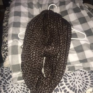 Brown infinity scarf with a shiny tint
